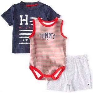 Baby Boys 3-6 Months Sleeveless Striped Tommy Bodysuit, Short-Sleeve Tee,